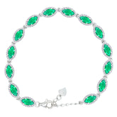 Asfour Crystal Tennis Bracelet With Turquoise Pear & Emerald Zircon In 925 Sterling Silver